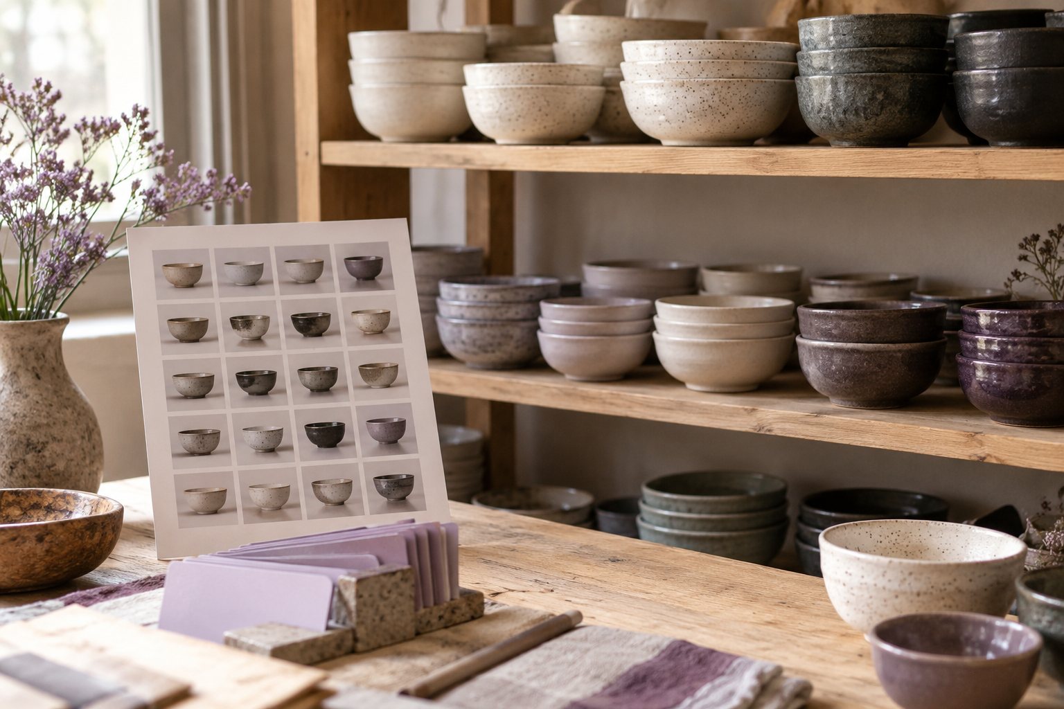 Illustrative organised product categories and catalogue contact sheet